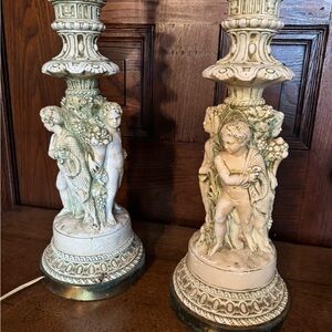 Pair of Italian Sculpted Ceramic Lamps
